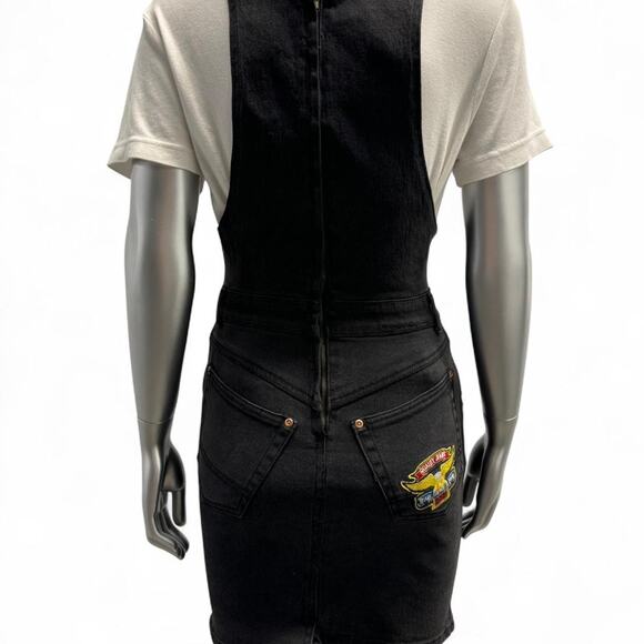 vintage black denim overall dress - Picture 3 of 5